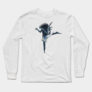 Alien Ballerina Funny Print Long Sleeve T-Shirt